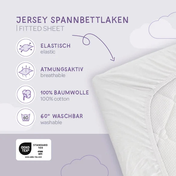 Spannbetttuch Jersey Weiß 60 x 120 cm + 70 x 140 cm