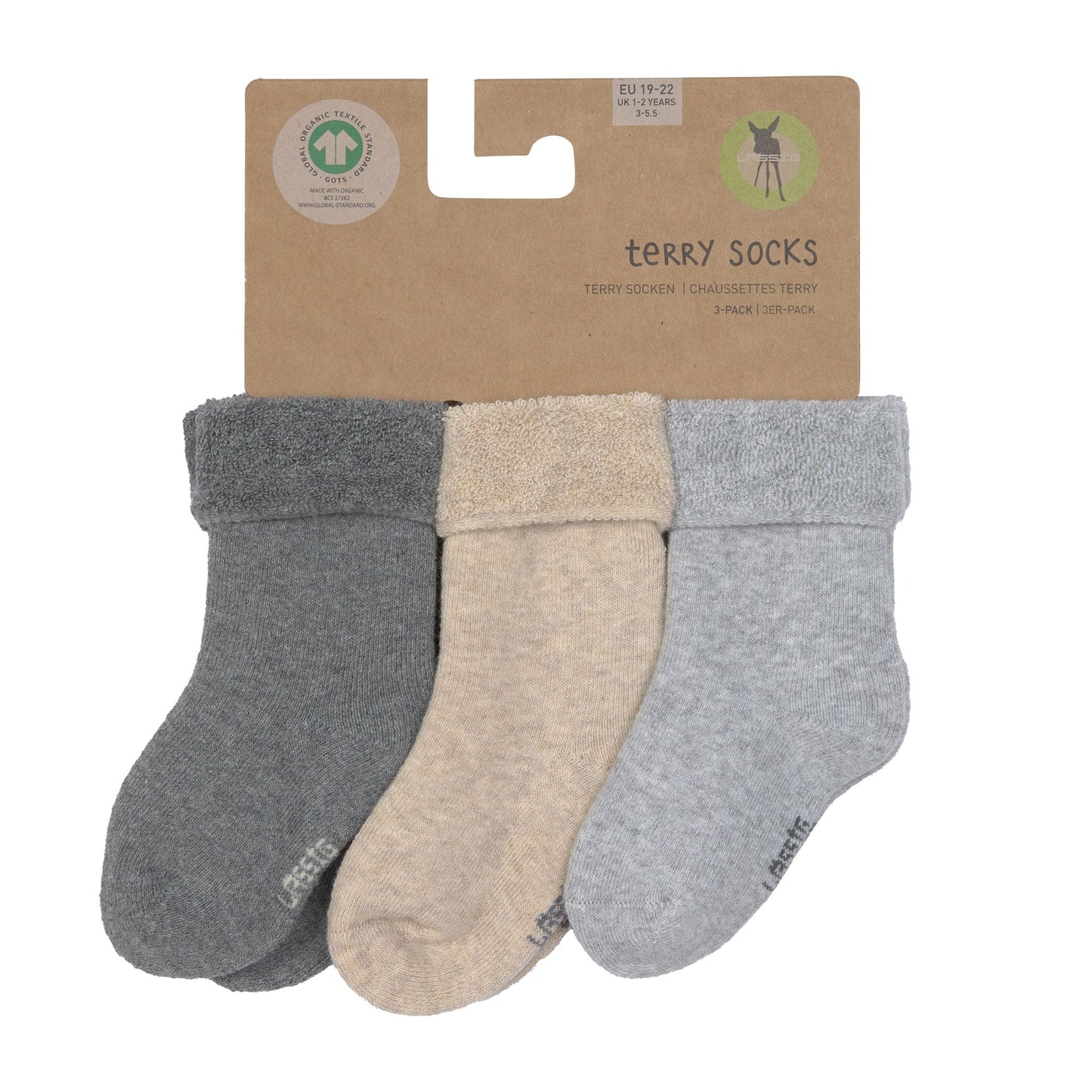 Baby Socken Frottee 3er Set - Little Gang, Grau