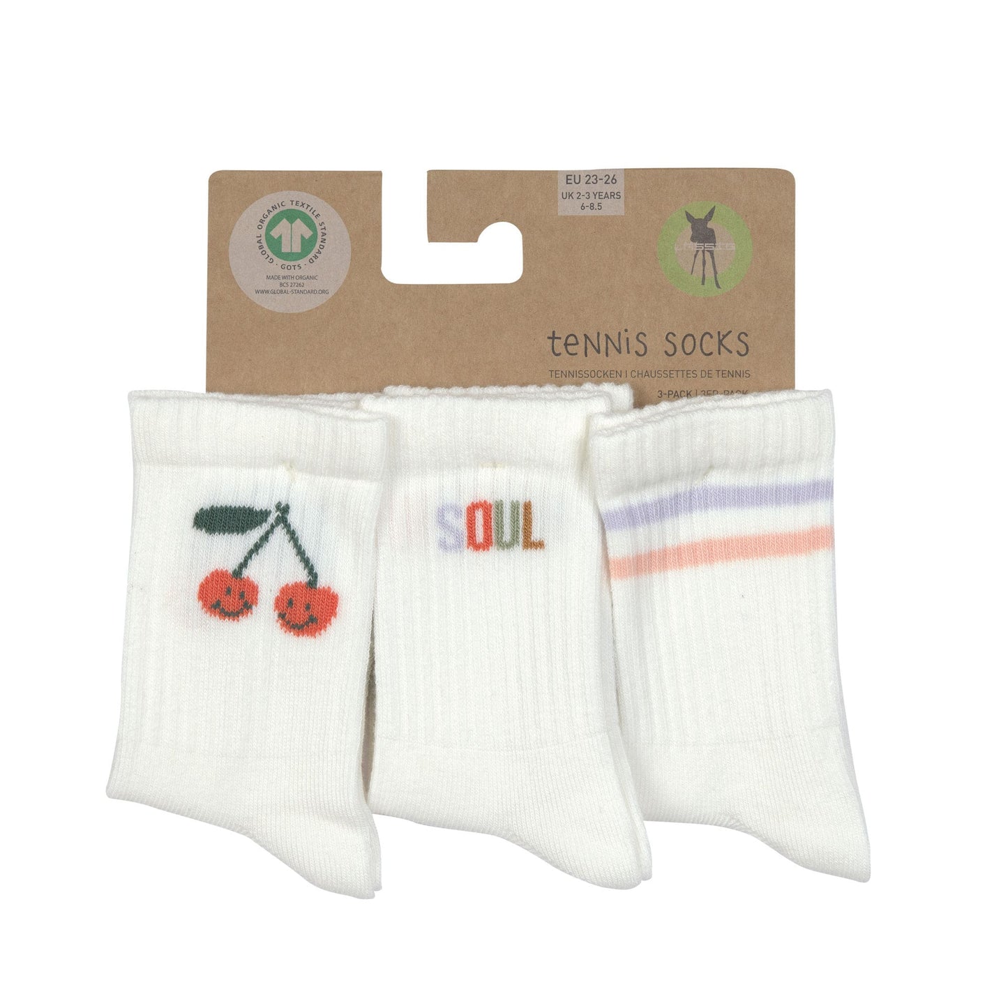 Tennissocken Kinder 3er-Set - Little Gang, Kirsche