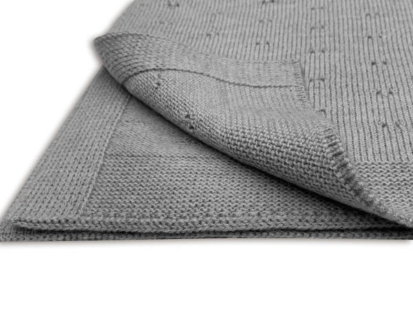 Kuscheldecke Ida 100% Merinowolle Grau Melange