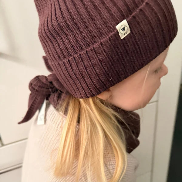 Mütze Emma Bordeaux aus 100% Merinowolle 3-5Jahre