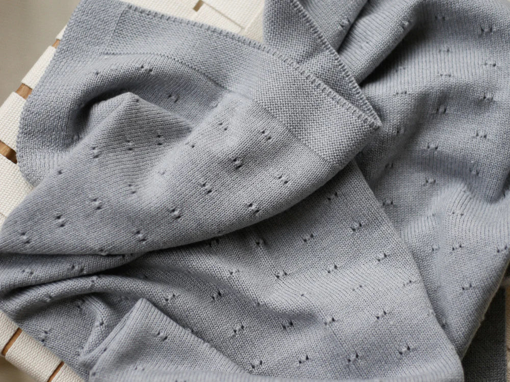 Kuscheldecke Ida 100% Merinowolle Grau Melange