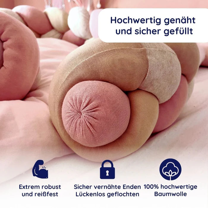 Bettschlange geflochten Trio Beige, Sand, Natur Strick XL