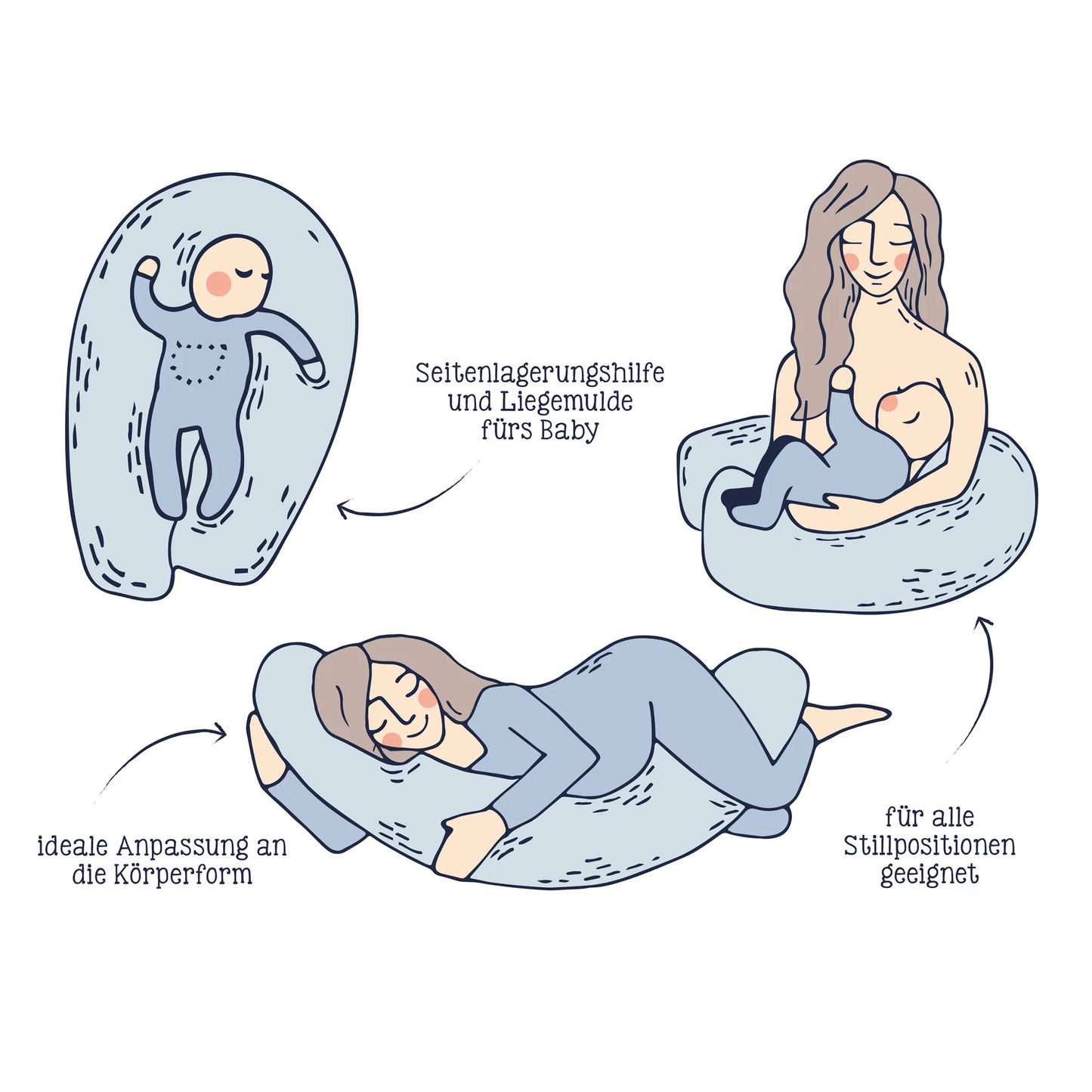 Stillkissen mit Knopf, Waffelpiqué 190 cm, Seashell