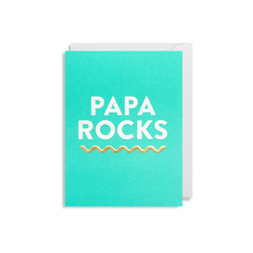 Mini-Klappkarte mit weißem Umschlag Text: Papa Rocks