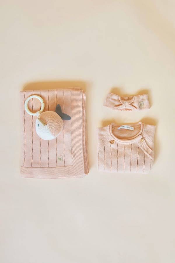 Strickdecke Sommer rosa