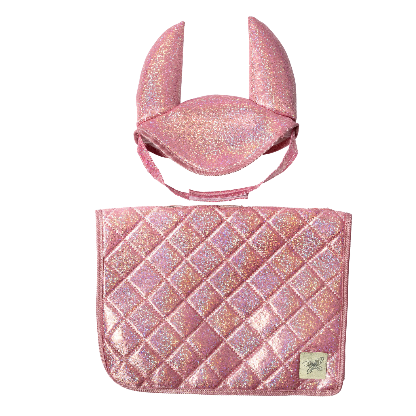 Satteldecke und Fliegenohren Pink Glitzer