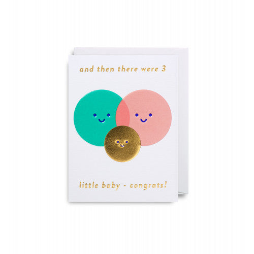 And Then There Were 3. Little Baby - Congrats! Mini Grußkarte