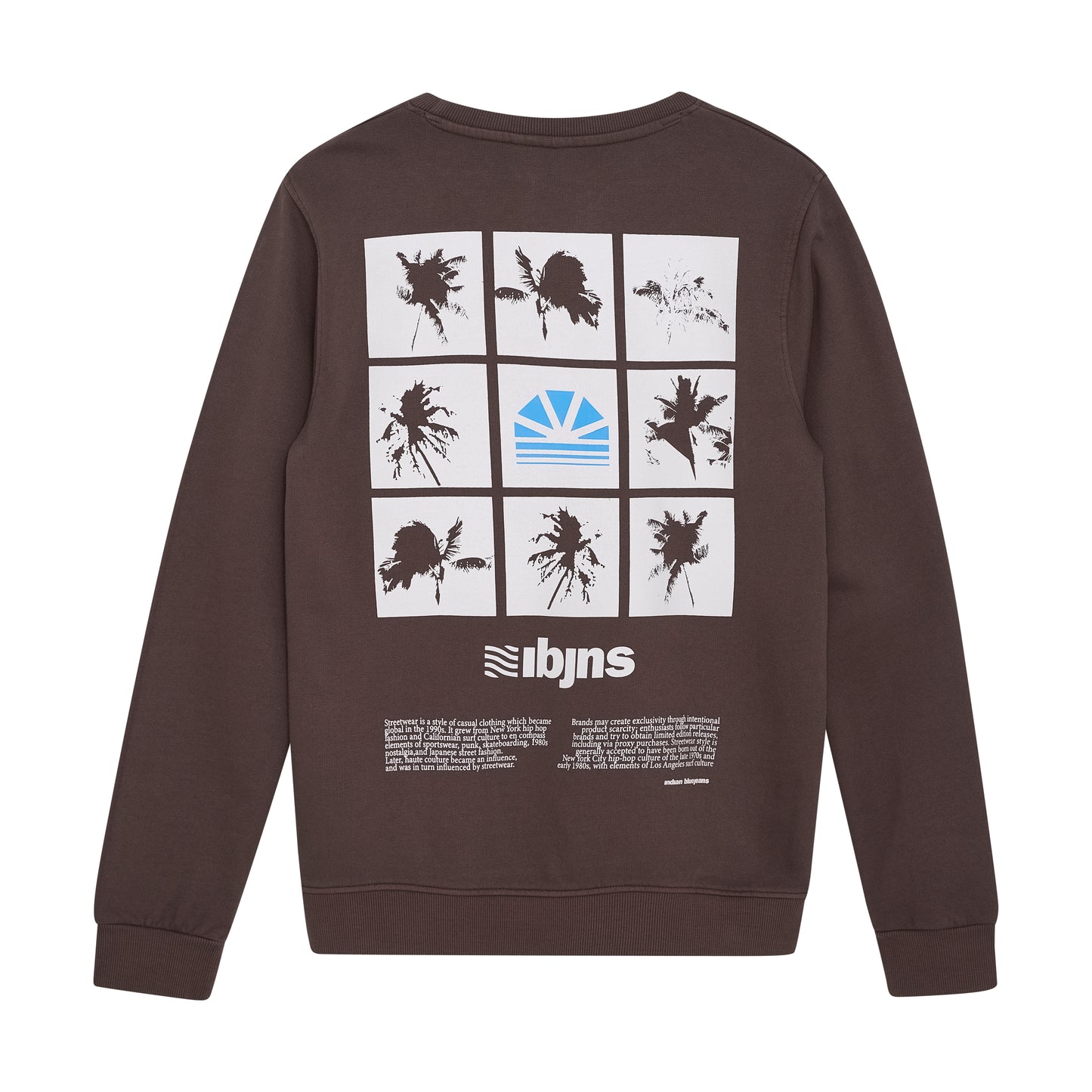 Sweater Indian Blue mit Back-Print Brown