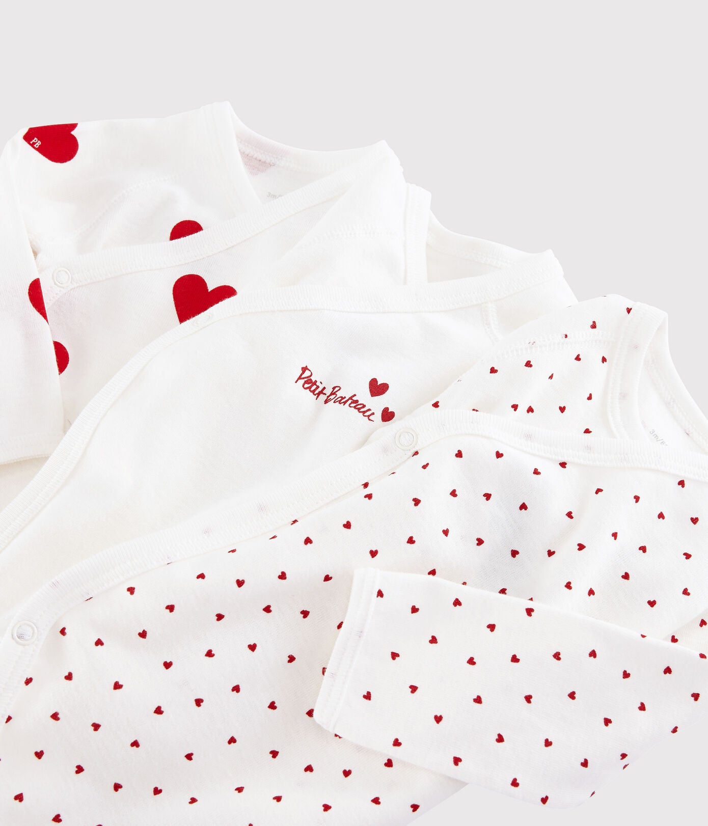 Petit Bateau Langärmeliger Babybody Bio-Baumwolle 3er Set 5 Größen