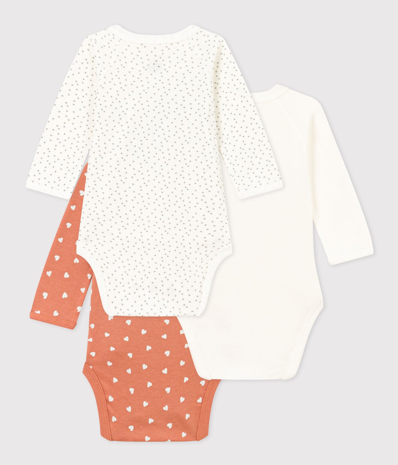 Petit Bateau Langärmeliger Babybody Bio-Baumwolle 3er Set 5 Größen