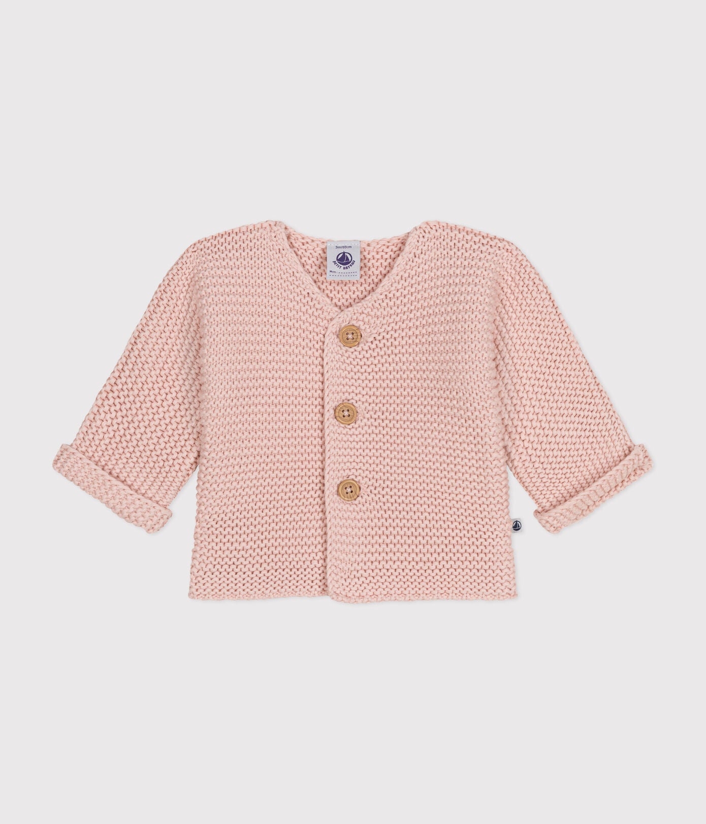 Baby Cardigan kraus rechts gestrickt 2 Farben