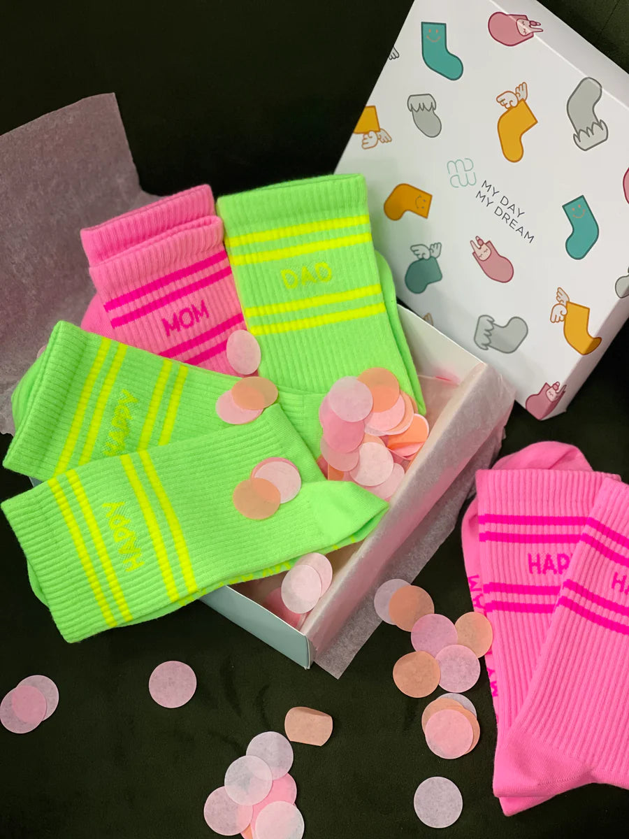 Socken Neon Mom or Dad verschiedene Größen
