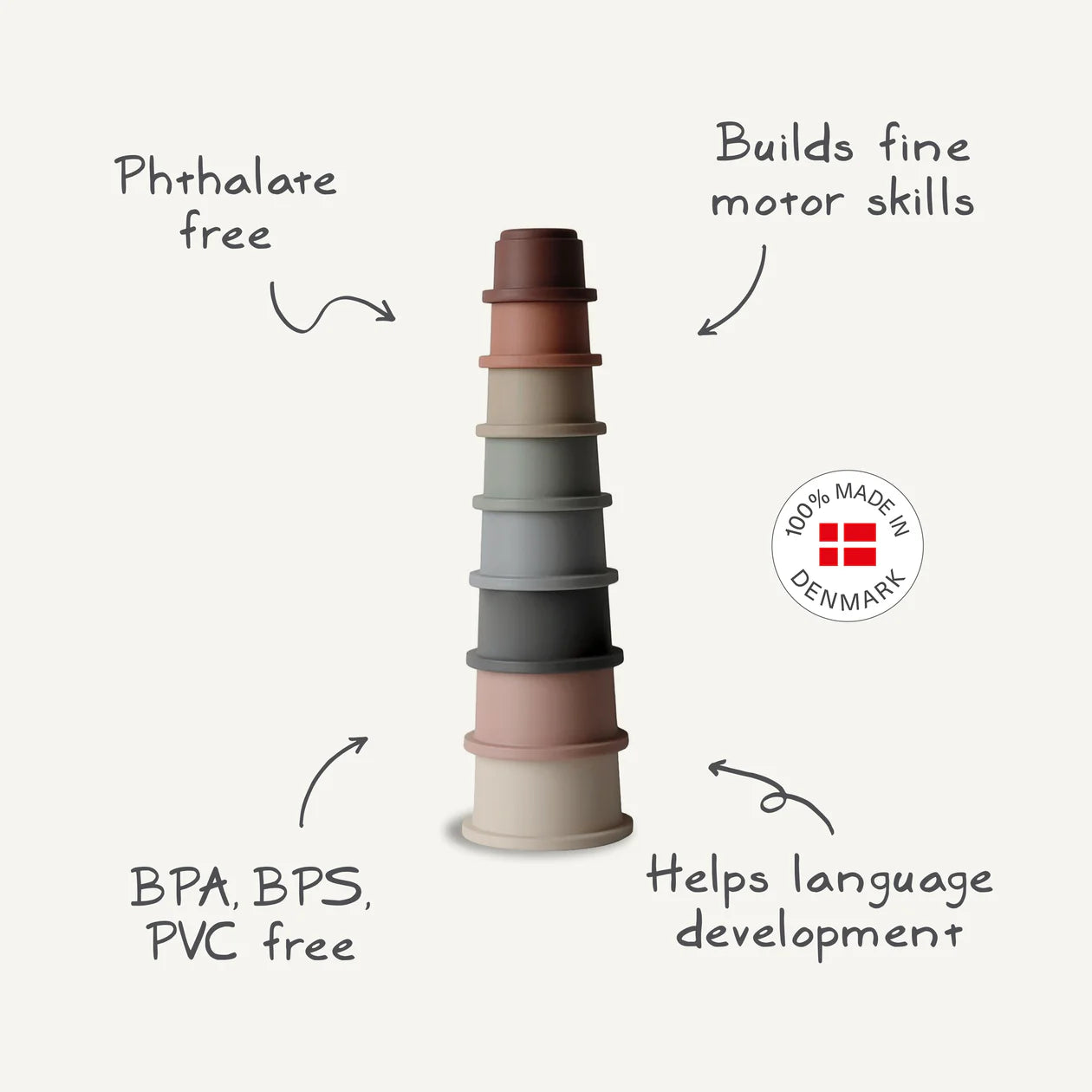 Mushie Stacking Cups Toy -verschiedene Farben