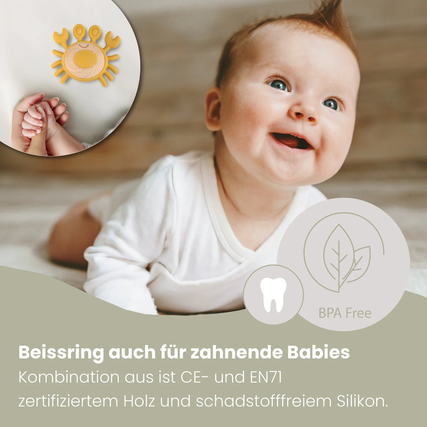 BOBY´S  Beißring Kauspielzeug & Zahnungshilfe Krabbe Dunkelrot