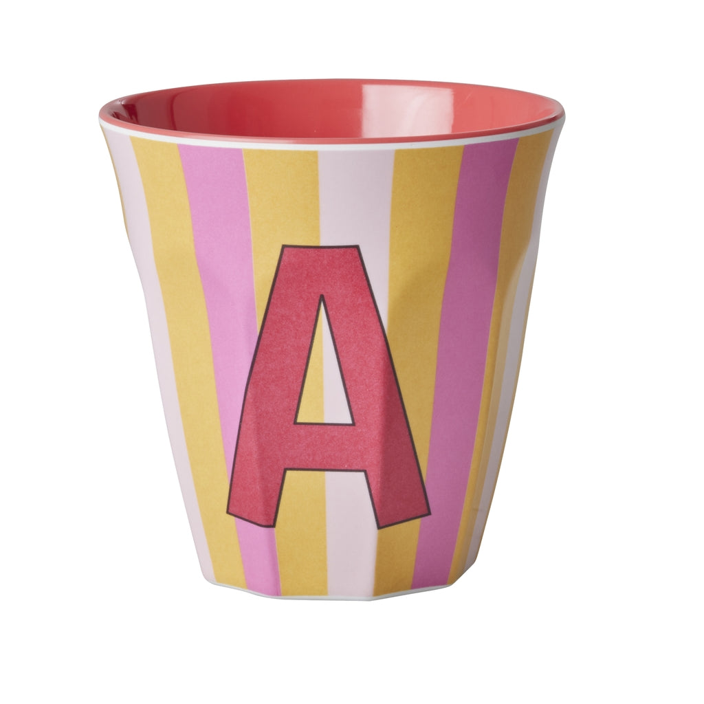 Melamine Becher verschiedene Buchstaben Streifen