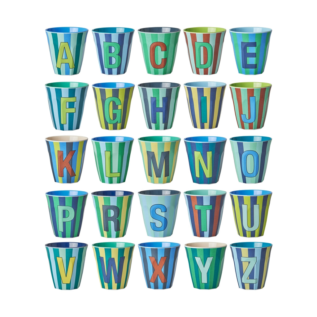 Melamine Becher verschiedene Buchstaben Streifen