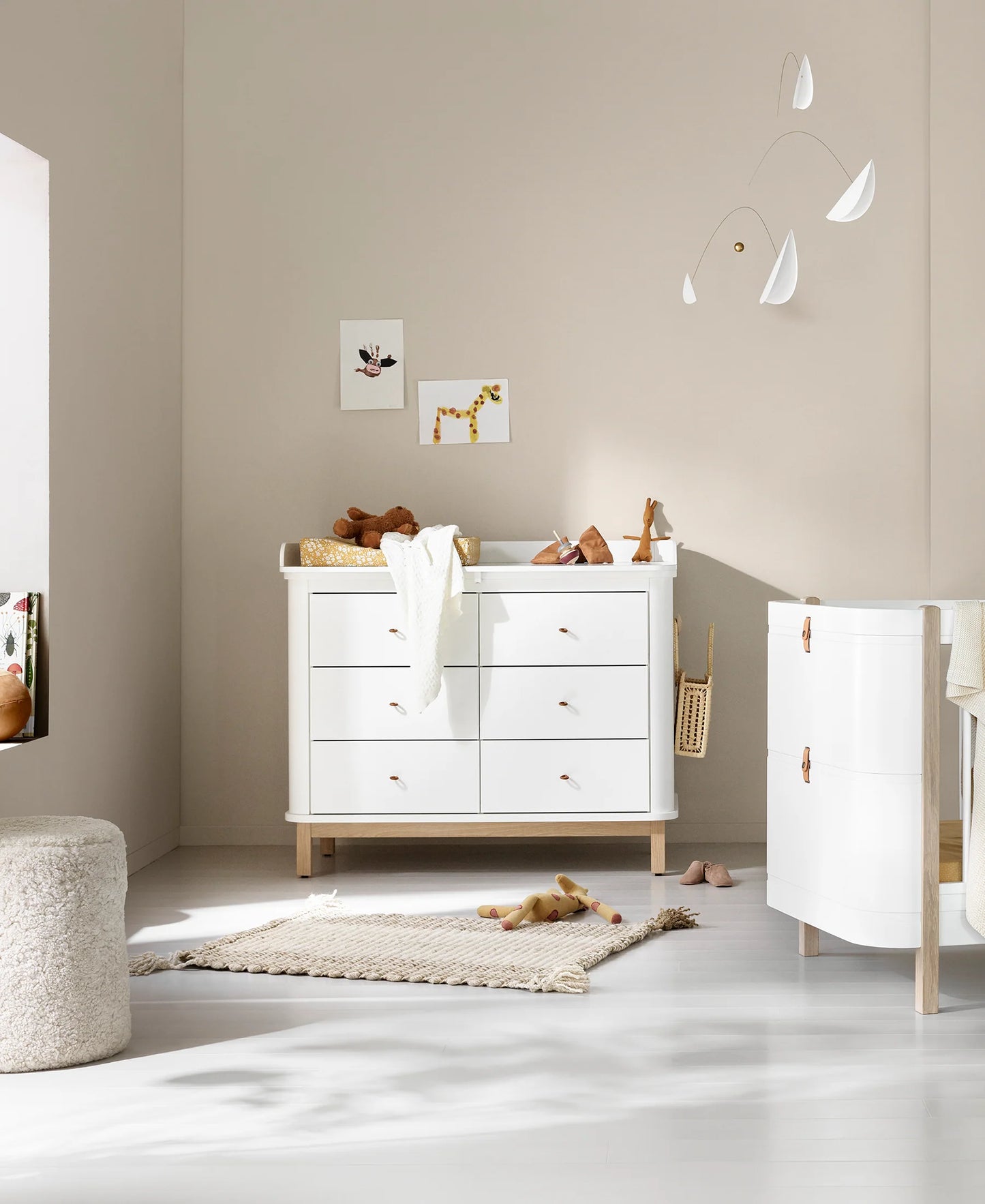 GRATIS MATRATZE! Set Mini+ basic & Wickelkommode Weiß/Eiche