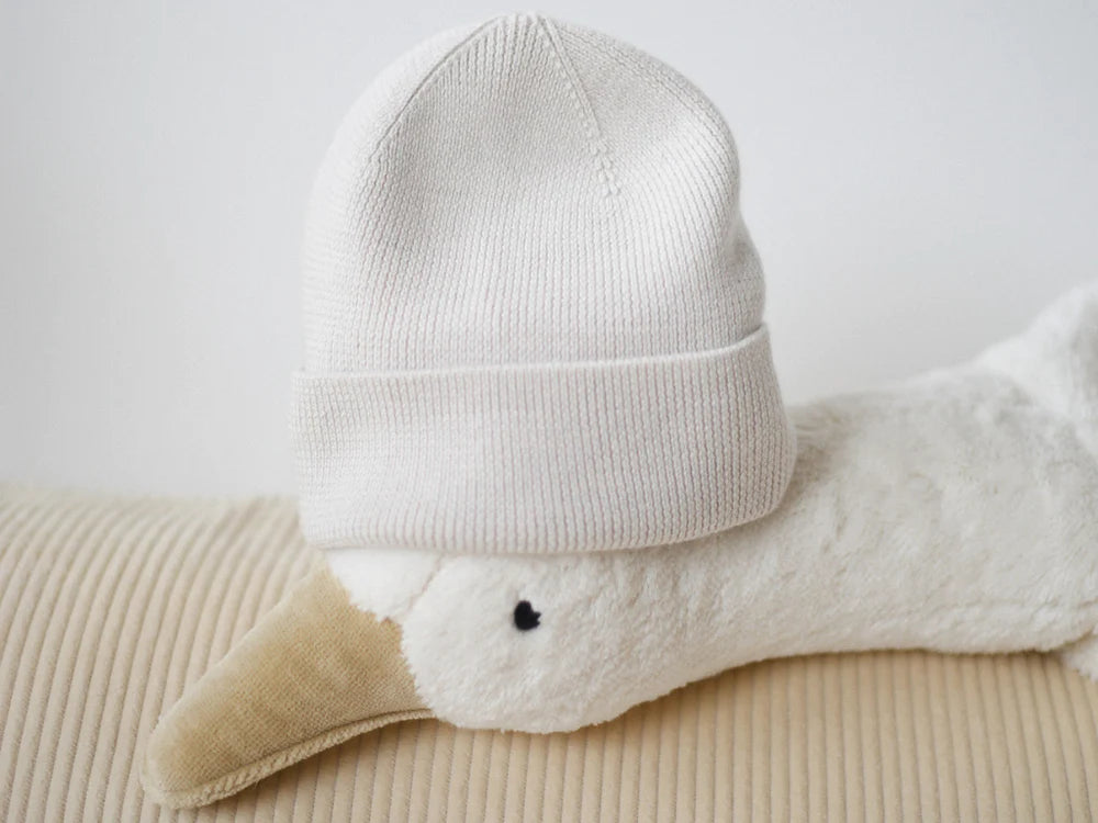 Lille Toni Merinomütze, Baby-Mütze, Merinowolle, Rippenstrick, Umschlagbare Krempe, Weich und warm, Wintermütze, Übergangsmütze, Wärmeregulierung, Oeko-Tex 100 zertifiziert, Mulesingfrei, Größe: 0-1 Jahr, Farbe: creme, Modell: Lina, Unisex-Mütze, Babybekleidung, Kindermode.