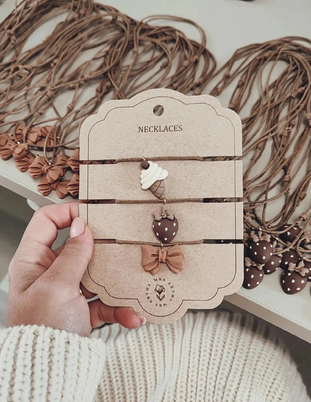 Ketten-Set Schleife/Eiscreme/Erdbeere