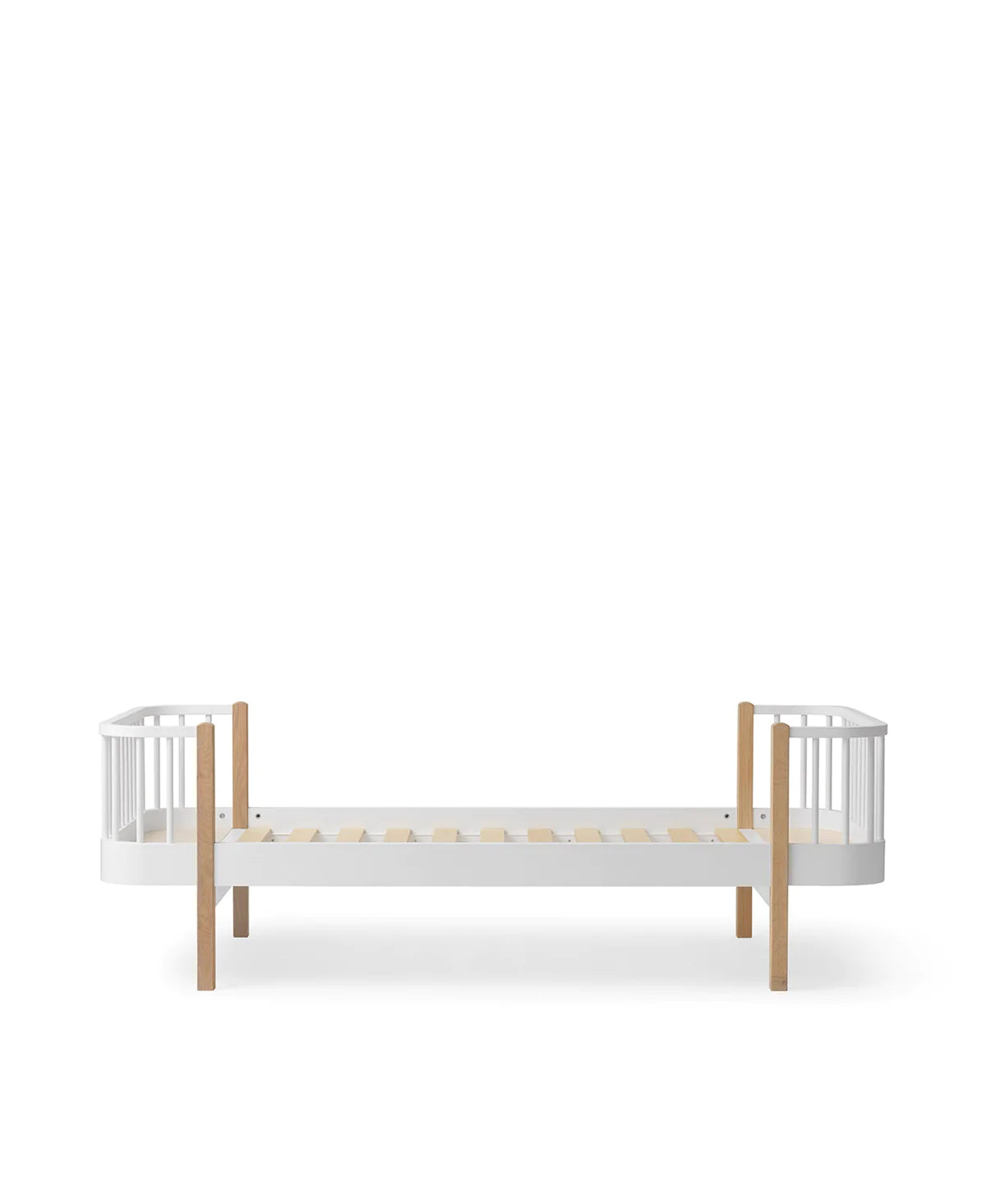Original Einzelbett, 90x200 cm, weiß/Eiche