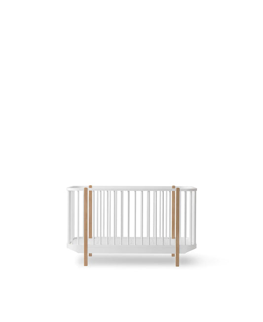 Baby- und Kinderbett, 70x140 cm, weiß/Eiche