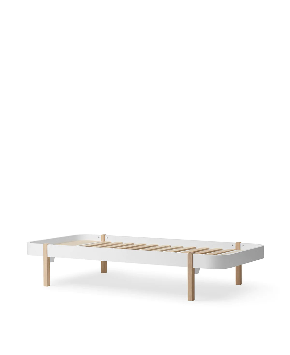 Lounger Bett, 90x200 cm, weiß/Eiche
