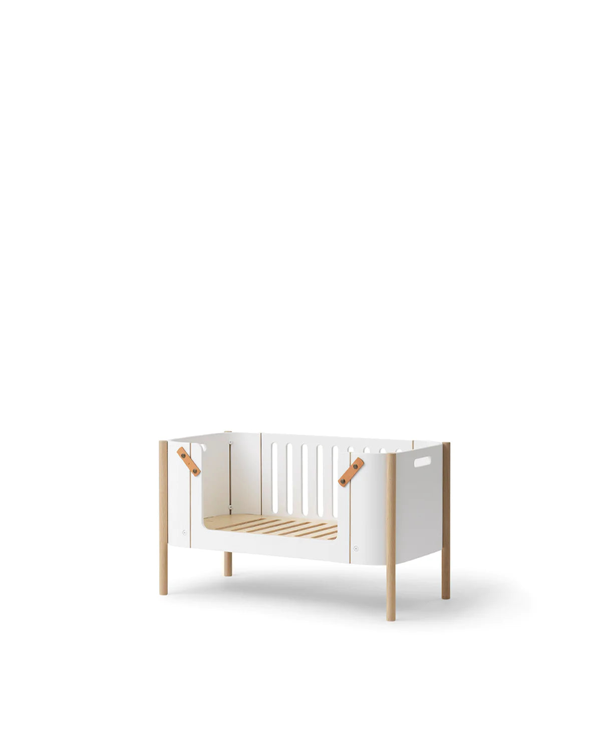 Beistellbett inkl. Umbauset zur Bank, 42x82, weiß/Eiche