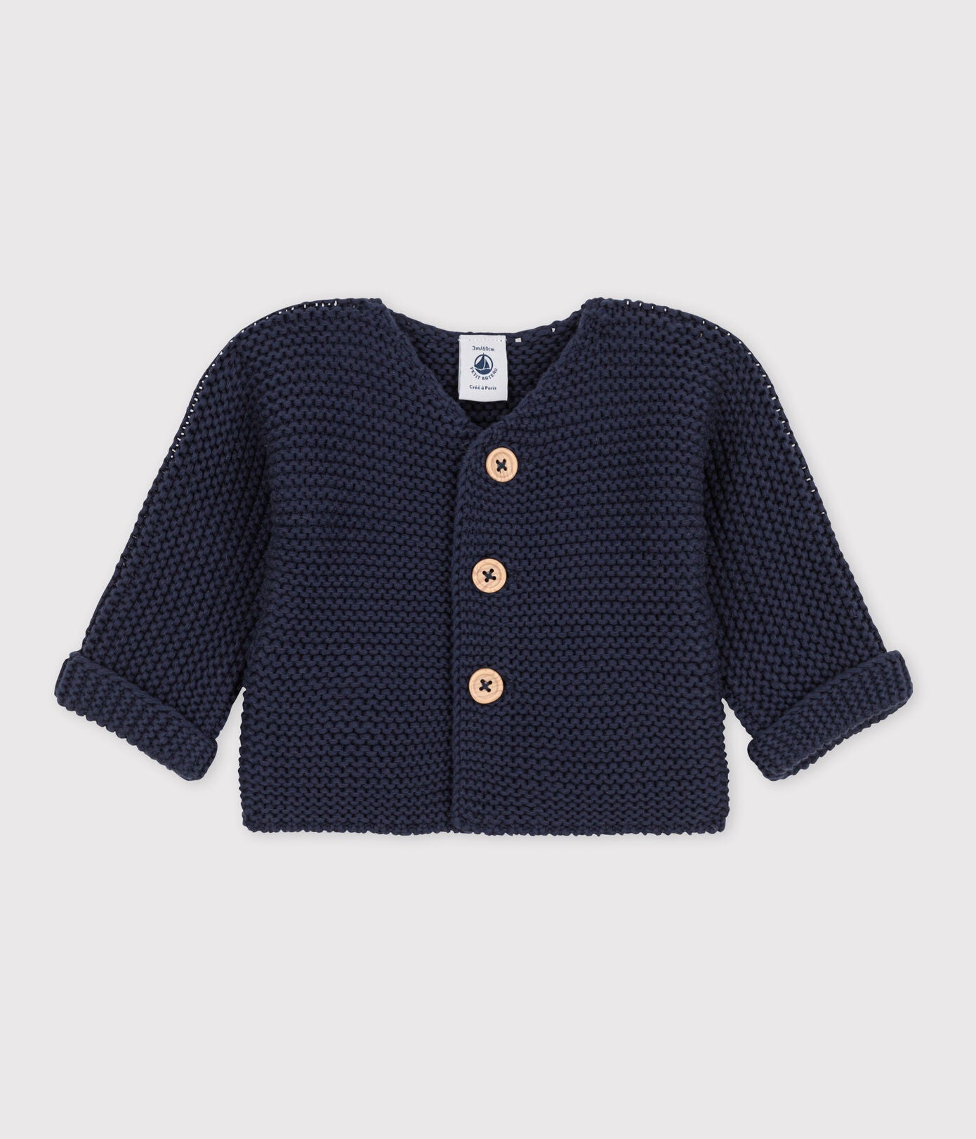 Baby Cardigan kraus rechts gestrickt 2 Farben