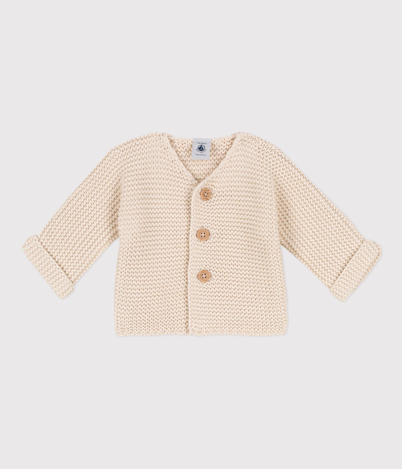 Baby Cardigan kraus rechts gestrickt 2 Farben
