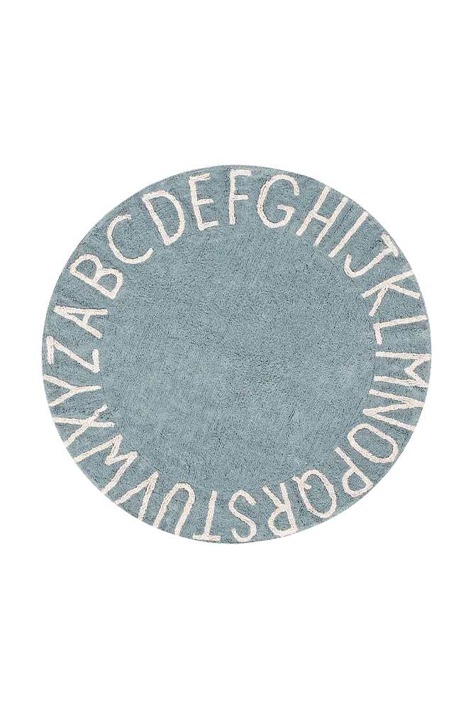 Wachbarer Teppich Baumwolle Rund ABC