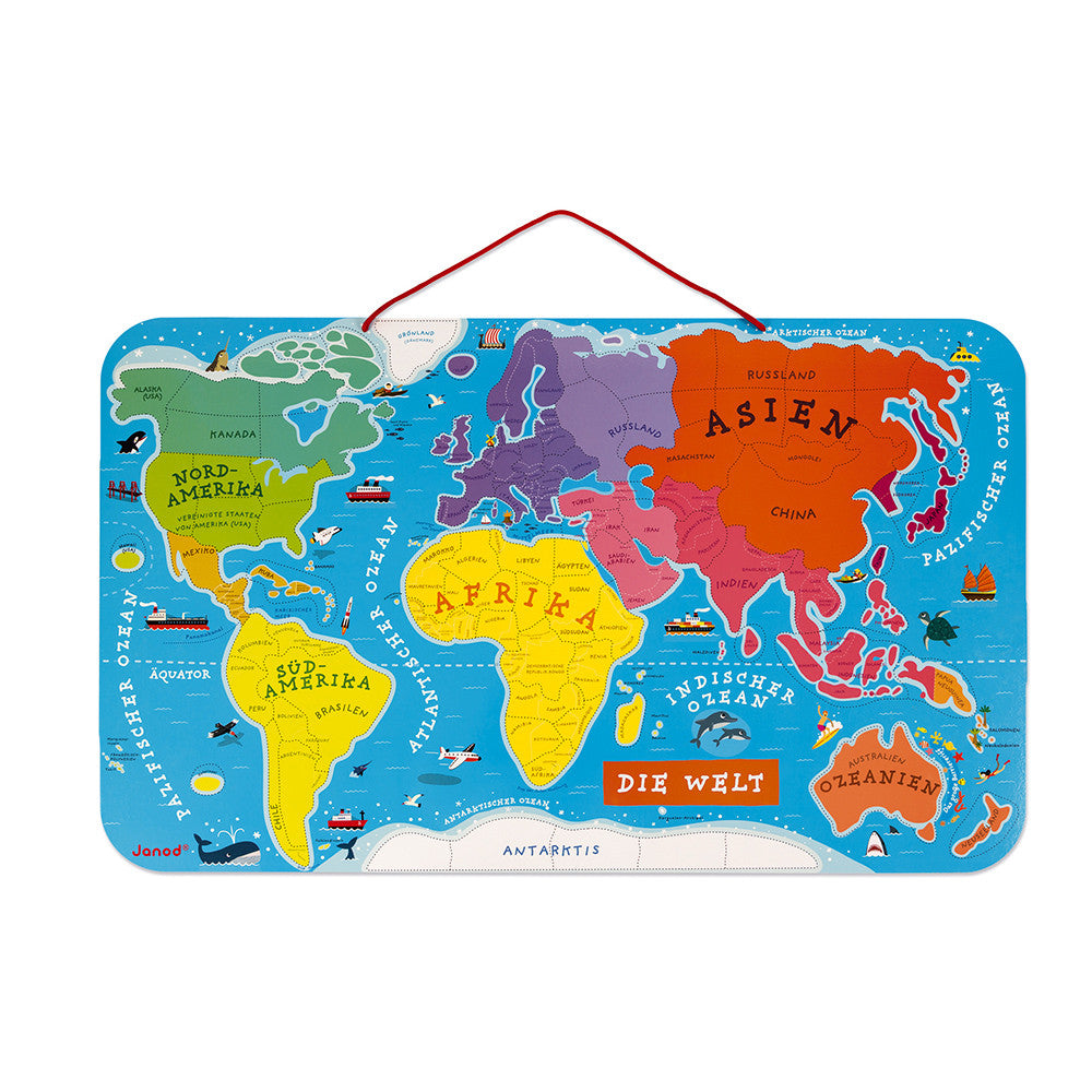 Magnetische Landkarte - Die Welt, Deutsch 92 Teile (Holz)