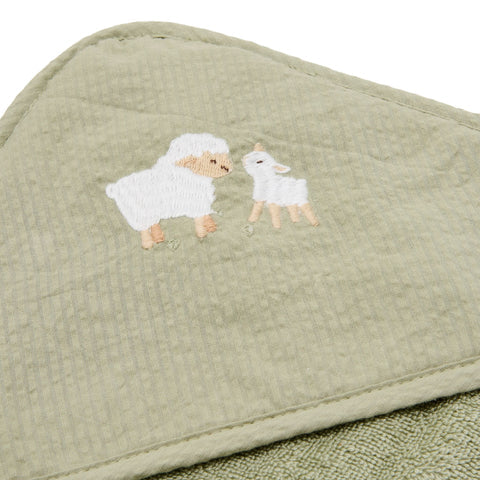 Badecape - Bestickt - Grün - 100 x 100 - Little Farm