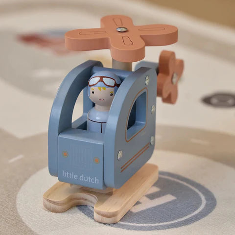 Holzhubschrauber- Blau– Essentials