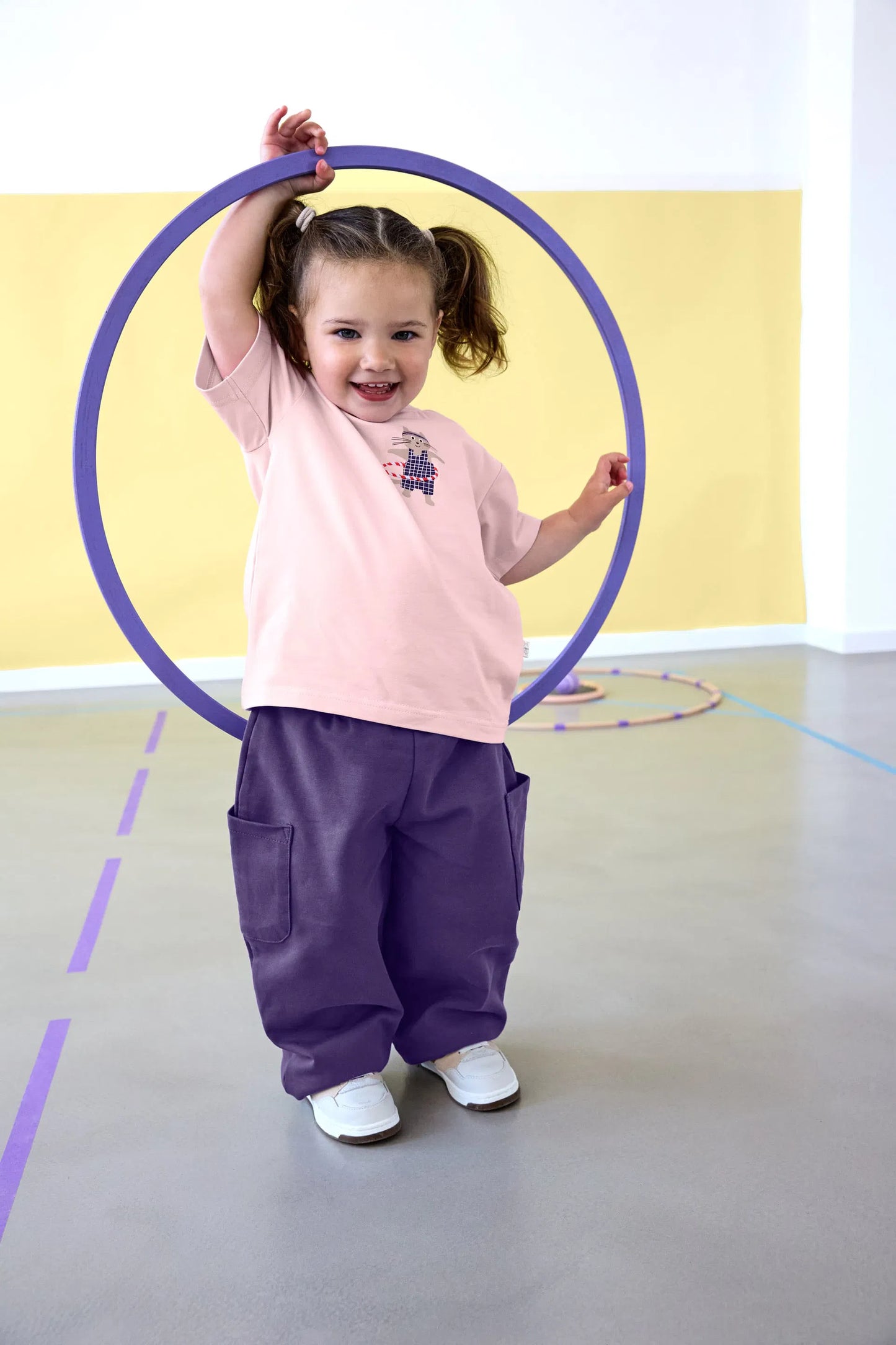 Kinder T-Shirt - Bio Baumwolle, Katze Rosa 86/92