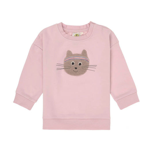 Kinder Pullover - Bio Baumwolle, Katze, Rosa 86/92