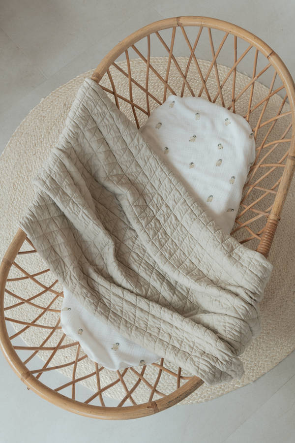 Wiegendecke mit Falten, Bio-Bambus + Plüsch Grey