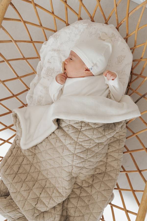 Wiegendecke mit Falten, Bio-Bambus + Plüsch Grey