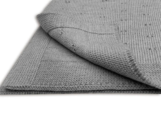 Kuscheldecke Ida 100% Merinowolle Grau Melange