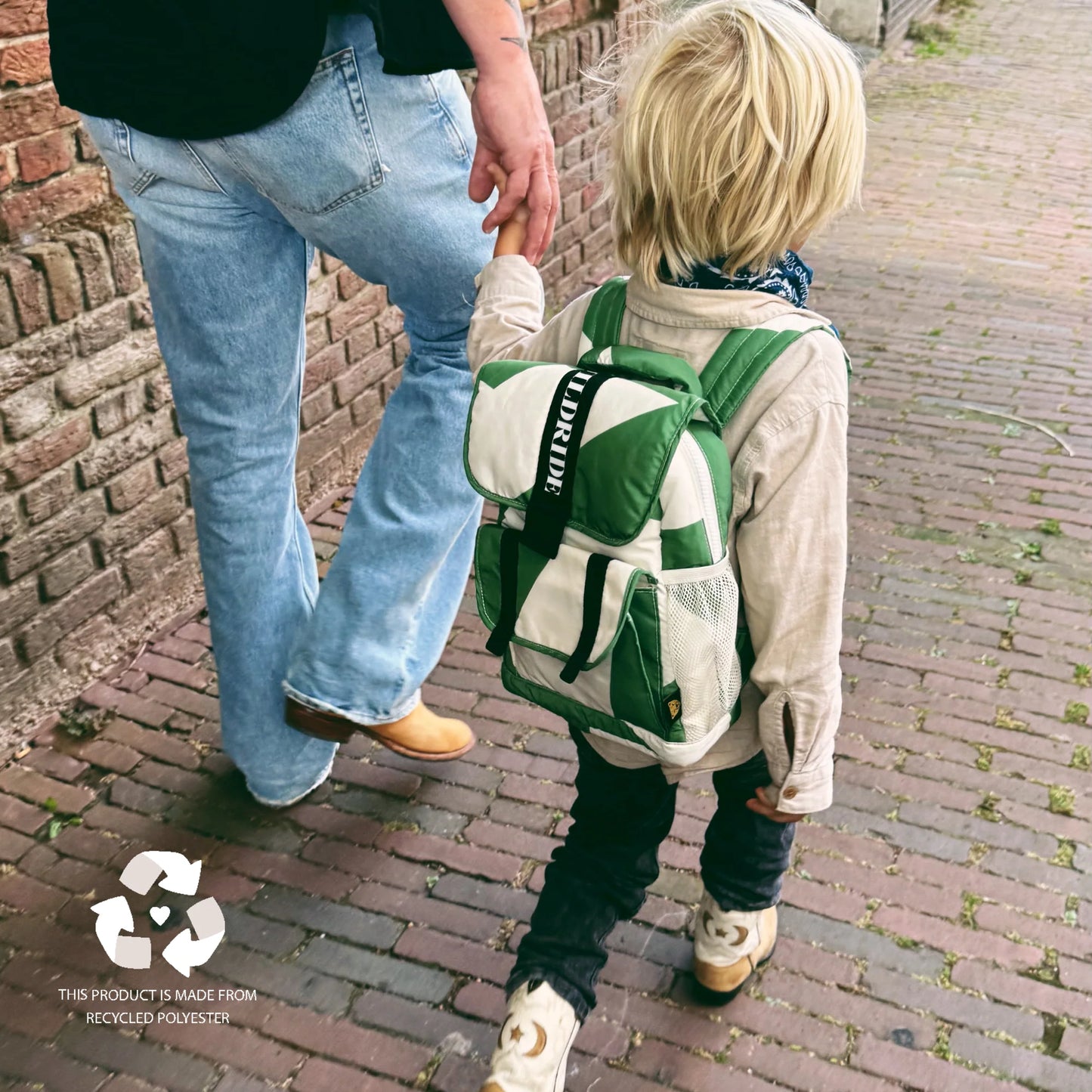 Wildride Recycled Kids Backpack Green Graphic