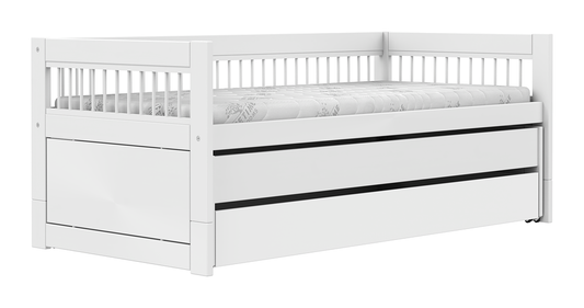 Lifetime Breeze Kojenbett 90x200cm mit Gästebett, Bettkasten und Deluxe Lattenrost weiß lackiert