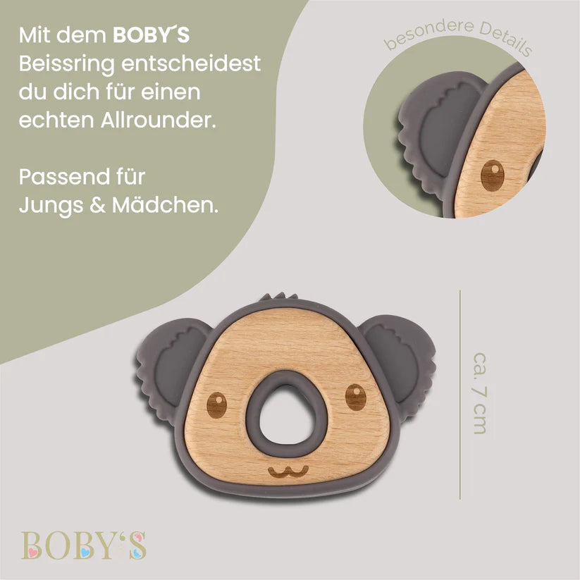 BOBY´S  Beißring Kauspielzeug & Zahnungshilfe Grau