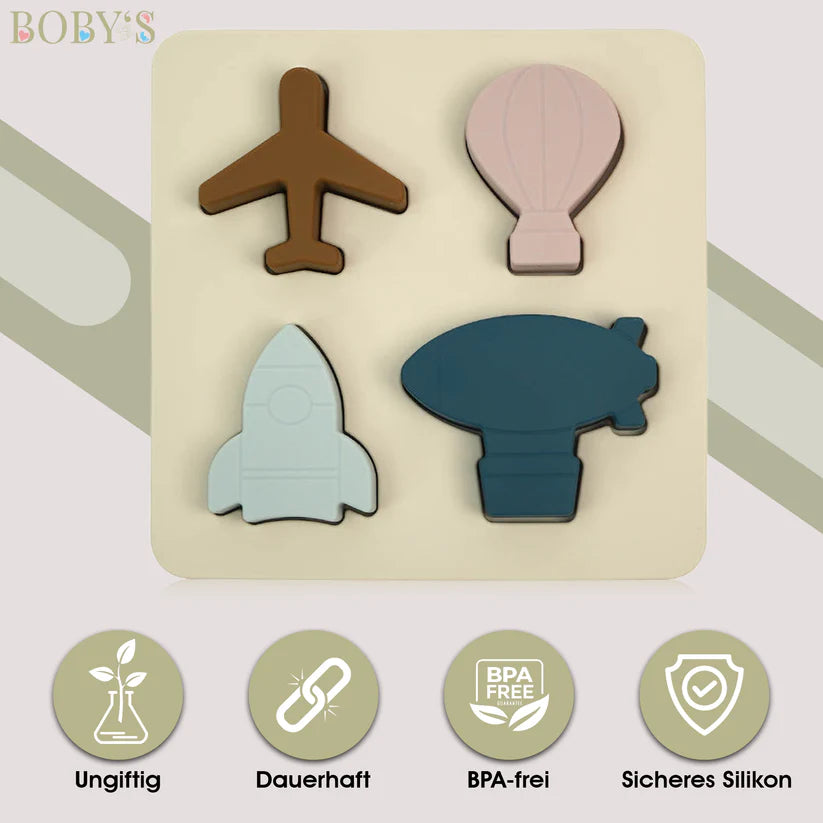 BOBY´S  Montessori Silikonpuzzle Flug-Motiv