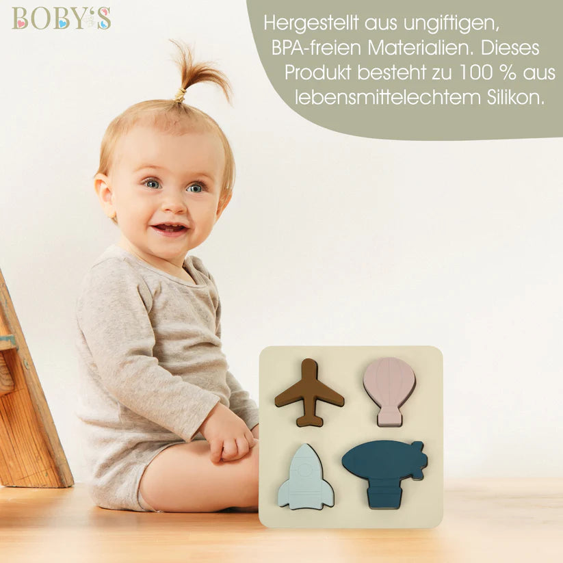 BOBY´S  Montessori Silikonpuzzle Flug-Motiv
