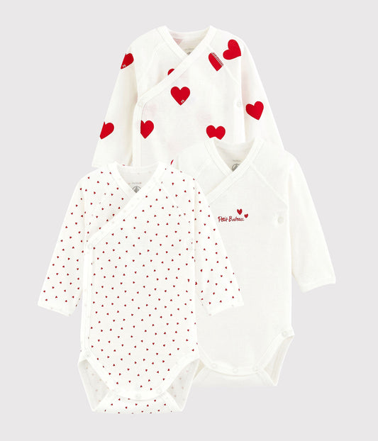Body, 3er-Set, Baumwollrippstrick, Petit Bateau Qualität, Überkreuzte Öffnung, Druckknöpfe vorne, Druckknöpfe im Schritt, Baumwolle, umweltschonend, GVO-frei, pestizidfrei, biologischer Anbau, Qualitätssiegel, standard 100 by OEKO-TEX, CQ 746/3, IFTH zertifiziert, optimale Hautverträglichkeit, Waschtemperaturen, 40 °C, nicht bleichen, nicht im Tumbler trocknen, nicht heiß bügeln, Vorsicht beim Bügeln mit Dampf, nicht chemisch reinigen, ACHTUNG, Petit Bateau Bodies, klein ausfallend.