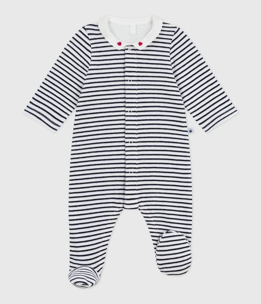 Petit Bateau Strampler mit Kragen aus besticktem Nicki