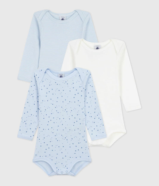 Set langärmeliger Baby-Bodys aus Baumwolle mit Sternmotiv