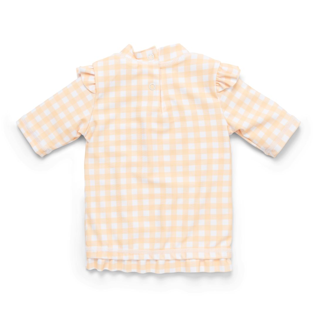 Kurzärmeliges Bade T-Shirt mit Rüschen Sunshine Checks