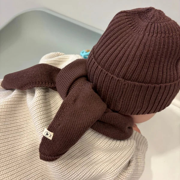 Mütze Emma Bordeaux aus 100% Merinowolle 1-3 Jahre