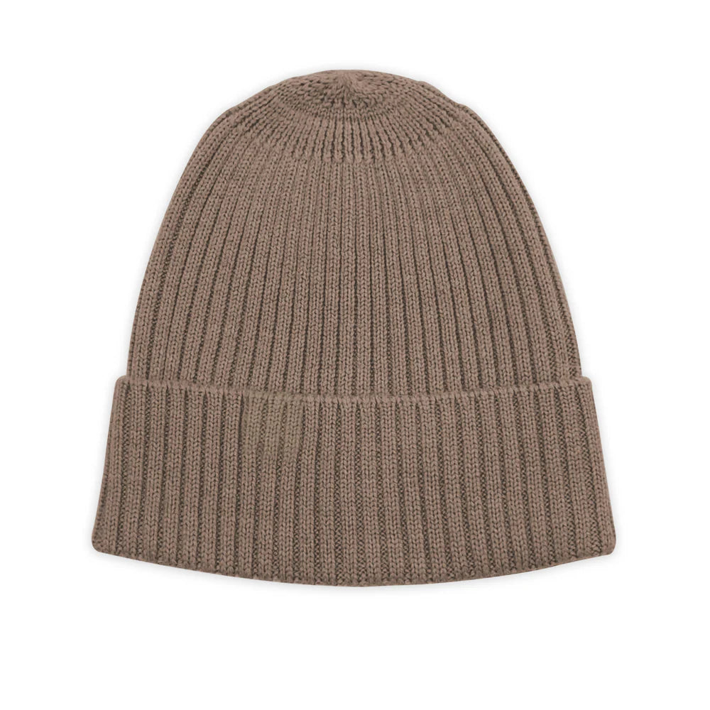 Mütze Emma Toffee aus 100% Merinowolle 0-1 Jahre